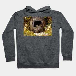 two wild mouse at the  wood pile door Hoodie